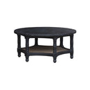 MESA DE CENTRO EN MADERA NEGRA Y RATAN