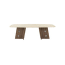 MESA DE COMEDOR CON TOPE DE MARMOL Y BASE CABADO DE MADERA