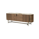 CREDENZA CON TOPE DE CERAMICA Y BASE ACABADO DE MADERA Y PATAS DORADAS