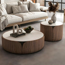 MESA LATERAL CON TOPE DE CERAMICA CON BASE ACABADO DE MADERA