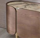 CREDENZA TOPE ESTILO MARMOL Y ACABADO DE MADERA CON PATAS DORADAS