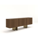CREDENZA TOPE ACABADO DE MADERA Y PATAS DORADAS