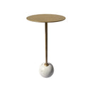 MESA LATERAL EN MARMOL BLANCO Y TOPE DORADO