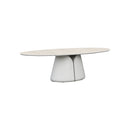 MESA DE COMEDOR DE EXTERIOR CON TOPE DE DE CERAMICA CERAMICA BEIGE Y BASE BEIGE