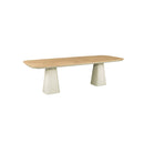 MESA DE COMEDOR CON TOPE ACABADO DE MADERA Y BASE BEIGE