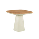 MESA DE COMEDOR CON TOPE DE ACABADO DE MADERA Y BASE BEIGE