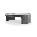 MESA DE CENTRO TOPE ESTILO MARMOL Y BASE EN EN TELA GRIS