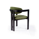 SILLA DE COMEDOR EN TELA VERDE Y PATAS NEGRAS