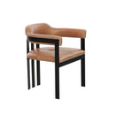 SILLA DE COMEDOR NEGRA CON FRENTE DE PIEL MARRON
