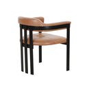 SILLA DE COMEDOR NEGRA CON FRENTE DE PIEL MARRON