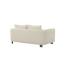 SOFA ESTACIONARIO DE DOS ASIENTOS EN TELA BEIGE Y PATAS NEGRAS