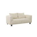 SOFA ESTACIONARIO DE DOS ASIENTOS EN TELA BEIGE Y PATAS NEGRAS