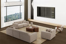 SOFA ESTACIONARIO DE DOS ASIENTOS EN TELA BEIGE