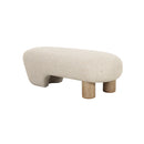 OTOMAN EN TELA BEIGE Y ACABADO DE MADERA
