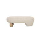 OTOMAN EN TELA BEIGE Y ACABADO DE MADERA