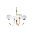 LAMPARA COLGANE EN COLOR DORADO CON ESFERAS TRANSPARENTES