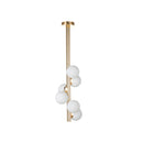 LAMPARA DE TECHO COLGANTE DORADA CON GLOBOS BLANCOS