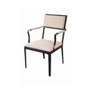 SILLA DE COMEDOR NEGRA CON ASIENTO REPOSA BRAZO Y RESPALDO EN TELA