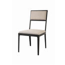 SILLA DE COMEDOR EN MADERA NEGRA Y TELA CREMA