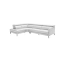 SOFA SECCIONAL ESTACIONARIO TAPIZADO CON FRENTE DE PIEL BLANCA