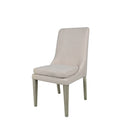 SILLA DE COMEDOR EN TELA BEIGE CON PATAS ACABADO EN MADERA