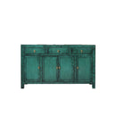 GABINETE VERDE DE TRES GAVETAS Y CUATRO PUERTAS