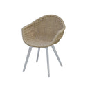 SILLA DE COMEDOR DE EXTERIOR EN MIMBRE NATURAL Y PATAS BLANCAS