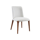 SILLA DE COMEDOR EN TELA BLANCA Y PATAS ACABADO EN MADERA