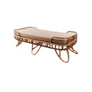 DAY BED EN MADERA MARRON COJIN EN TELA BLANCA