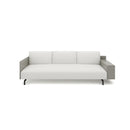 SOFA ESTACIONARIO DE TRES ASIENTOS EN TELA BLANCA Y PU GRIS