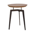 MESA LATERAL REDONDA CON TOPE EN ACABADO DE MADERA Y PATAS EN COLOR NEGRO