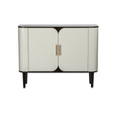 GABINETE BLANCO Y NEGRO DE MARMOL, MADERA Y ACERO INOXIDABLE