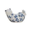 ***FIGURA DE GATO DECORATIVO DE PORCELANA EN COLOR AZUL Y BLANCO