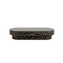 MESA DE CENTRO CON TOPE DE VIDRIO NEGRO 9-66
