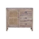 BUFETERA EN MADERA ANTIGUA DE TRES GAVETAS Y UNA PUERTA