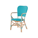 SILLA DE COMEDOR SUMMER EN POLIRATAN AQUA CON BLANCO Y PATAS ACABADO NATURAL
