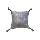 COTTON SLUB WOVEN METALLIC FOIL PRINTED CUSHION WITH TASSELS ON ALL FOUR ENDS 50X50