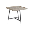MESA LATERAL EN ACABADO DE MADERA Y PATAS EN METAL GRIS