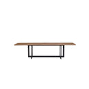 MESA DE COMEDOR CON TOPE ACABADO EN MADERA Y BASE EN METAL NEGRO