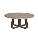 MESA DE CENTRO CON TOPE ACABADO DE MADERA Y BASE EN METAL