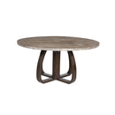 MESA DE COMEDOR CON TOPE ACABADO DE MADERA Y BASE EN METAL