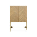 GABINETE HAWAII ACABADO DE MADERA NATURAL CON PATAS DORADAS