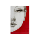 PANEL DE PARED PINTADO A MANO, NIÑA ROJA, PINTURA A MANO