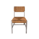 SILLA DE COMEDOR DE ACABADO EN MADERA GRIS CON ASIENTO Y RESPALDO EN CUERDA