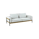 SOFA ESTACIONARIO DE 3 ASIENTOS TAPIZADO EN TELA TEXTURIZADO BEIGE Y CREMA