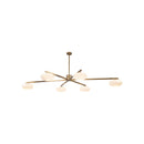 PENDANT LAMP, IRON AND GLASS, IRON IN BRUSHED BRASS FINISH, MILK WHITE GLASS SHADE