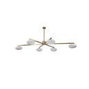 PENDANT LAMP, IRON AND GLASS, IRON IN BRUSHED BRASS FINISH, MILK WHITE GLASS SHADE