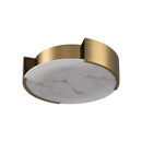 FLUSH MOUNT, IRON AND RESIN, IRON IN BRUSHED BRASS FINISH, WHITE RESIN WITH BLACK PATTERN