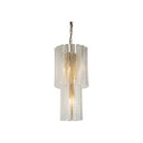 PENDANT LAMP, IRON AND GLASS, IRON IN BRUSHED BRASS FINISH, CLEAR GLASS FINISH