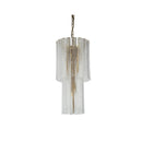 PENDANT LAMP, IRON AND GLASS, IRON IN BRUSHED BRASS FINISH, CLEAR GLASS FINISH